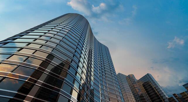 modern-building-office-and-blue-sky-background-3d-rendering-photo